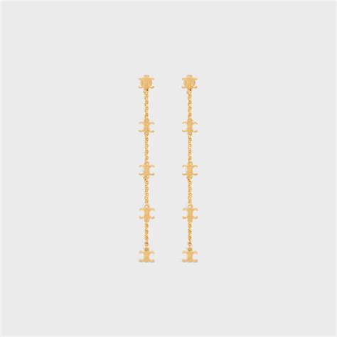 Les Perles Celine Long Earrings in Brass with Gold Finish and Resin Pearls